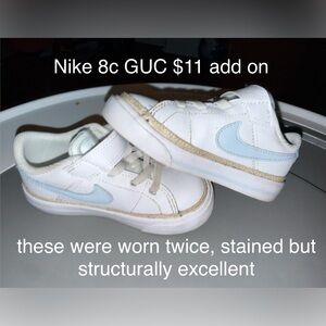 Nike Court Legacy Kids White Sneakers with Light Blue Swoosh